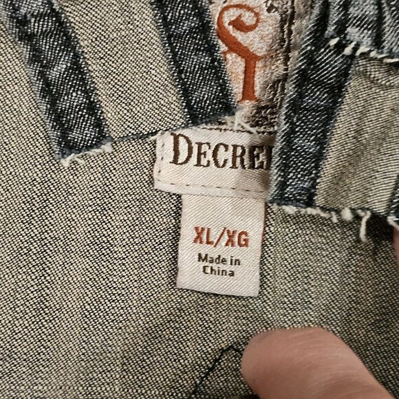 Womens Juniors XL Sexy‎ Scarecrow Denim Dress Overalls Jumper Bibs Patches - Picture 9 of 11